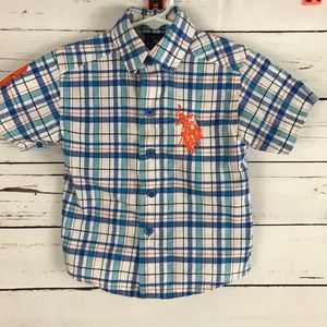 U.S. Polo Assn. Short-Sleeved Plaid Shirt Sz 12M